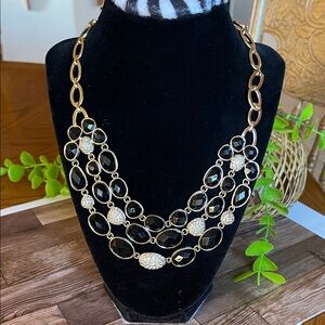 Elegant Gold and Black Statement Necklace